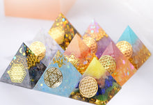Load image into Gallery viewer, AwakenedYou Sunstone White Agate Orgonite Crystal Pyramid | Spiritualty Gift | Valentines Day Gift | Gift For Her | Gift For Him