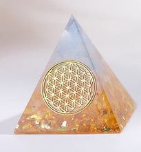 Load image into Gallery viewer, AwakenedYou Aquamarine Rose Quartz Orgonite Crystal Pyramid | Spiritualty Gift