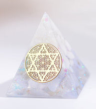 Load image into Gallery viewer, AwakenedYou Moonstone Blue Chalcedony Orgonite Crystal Pyramid | Spiritualty Gift