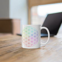 Load image into Gallery viewer, Flower of Life Mug, Chakras Mug, Reiki Master Gift, Sacred Geometry