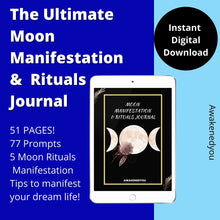 Load image into Gallery viewer, Moon Manifestation & Rituals Journal | 50+ Pages and 70+ Prompts for Moon Manifesting and Spells | Moon Magic Journal PDF