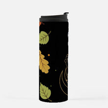 Load image into Gallery viewer, Fall Leaves Moon Phase Coffee travel mug, Witchy Thermal Tumbler 16 oz., Boho Hot Cold Drink Thermos Bottle
