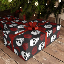 Load image into Gallery viewer, Skeleton Rose Gothic Gift Wrapping Paper Sheets 1pcs | Goth Christmas | Spooky Christmas | Goth Wrapping Paper