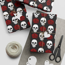 Load image into Gallery viewer, Skeleton Rose Gothic Gift Wrapping Paper Sheets 1pcs | Goth Christmas | Spooky Christmas | Goth Wrapping Paper