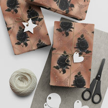 Load image into Gallery viewer, Black Rose Gothic Gift Wrapping Paper Sheets 1pcs