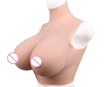 Load image into Gallery viewer, AwakenedYou A-H CUP Silicone Breast Shirt | Sleeveless High Collar (3 Colors) Breast Plate Prosthetics | For Transgender MTF, Drag Queens