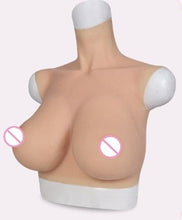 Load image into Gallery viewer, AwakenedYou G-H CUP Silicone Breast Shirt East West Design | Sleeveless High Collar (3 Colors) Breast Plate | Transgender MTF, Drag Queens