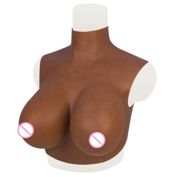 AwakenedYou Realistic Silicone Sleeveless Breast Shirt / Breast Plate (Color: Brown) | Silicone Prosthetics | Transgender MTF, Drag Queens