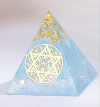Load image into Gallery viewer, AwakenedYou Aquamarine Orgonite Crystal Pyramid | Spiritualty Gift
