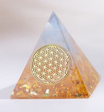 Load image into Gallery viewer, AwakenedYou Aquamarine Rose Quartz Orgonite Crystal Pyramid | Spiritualty Gift
