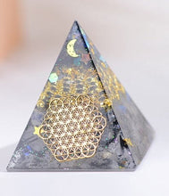 Load image into Gallery viewer, AwakenedYou Black Hair Rutilated Quartz Orgonite Crystal Pyramid | Spiritualty Gift
