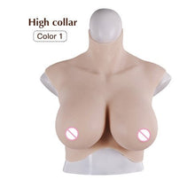 Load image into Gallery viewer, AwakenedYou High Collar Hyper-realistic Silicone Breast Shirt / Breast Plate (4 Colors) C-H Cup| Small and Plus sizes available
