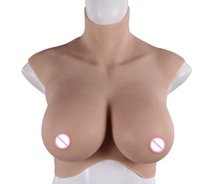 AwakenedYou High Collar Hyper-realistic Silicone Breast Shirt / Breast Plate (4 Colors) C-H Cup| Small and Plus sizes available