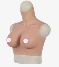 Load image into Gallery viewer, AwakenedYou High Collar Hyper-realistic Silicone Breast Shirt / Breast Plate with Zipper (4 Colors) D-Cup
