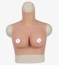 Load image into Gallery viewer, AwakenedYou High Collar Hyper-realistic Silicone Breast Shirt / Breast Plate with Zipper (4 Colors) D-Cup
