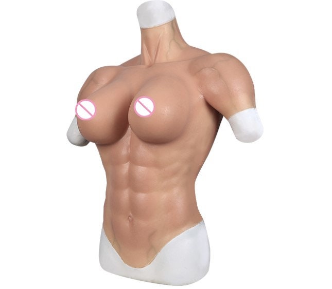 AwakenedYou New Silicone Muscular Woman Breast Plate (4 Colors) D-Cup | Silicone Prosthetics | For Cosplay, Transgender MTF, Drag Queens