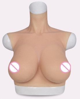 AwakenedYou G-H CUP Silicone Breast Shirt East West Design | Sleeveless High Collar (3 Colors) Breast Plate | Transgender MTF, Drag Queens